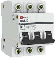 Выключатель автоматический EKF Basic ВА47-29 3п 16А B 4.5кА картинка